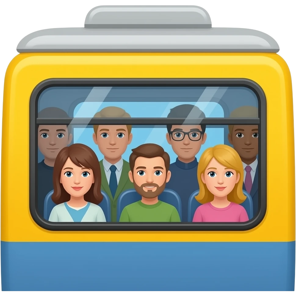 peoples on a yellow train window emoji