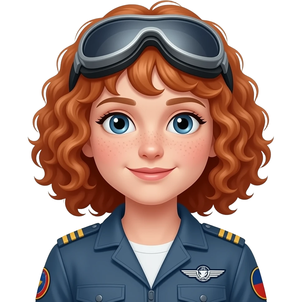 Fille rousse bouclés tâches de rousseur Aviation emoji