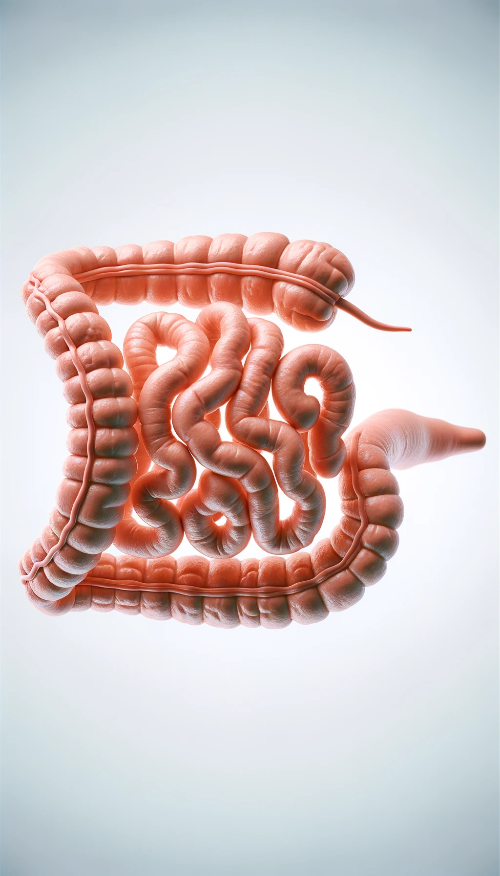 dolore all'intestino umano anatomico realistico, sfondo chiaro emoji