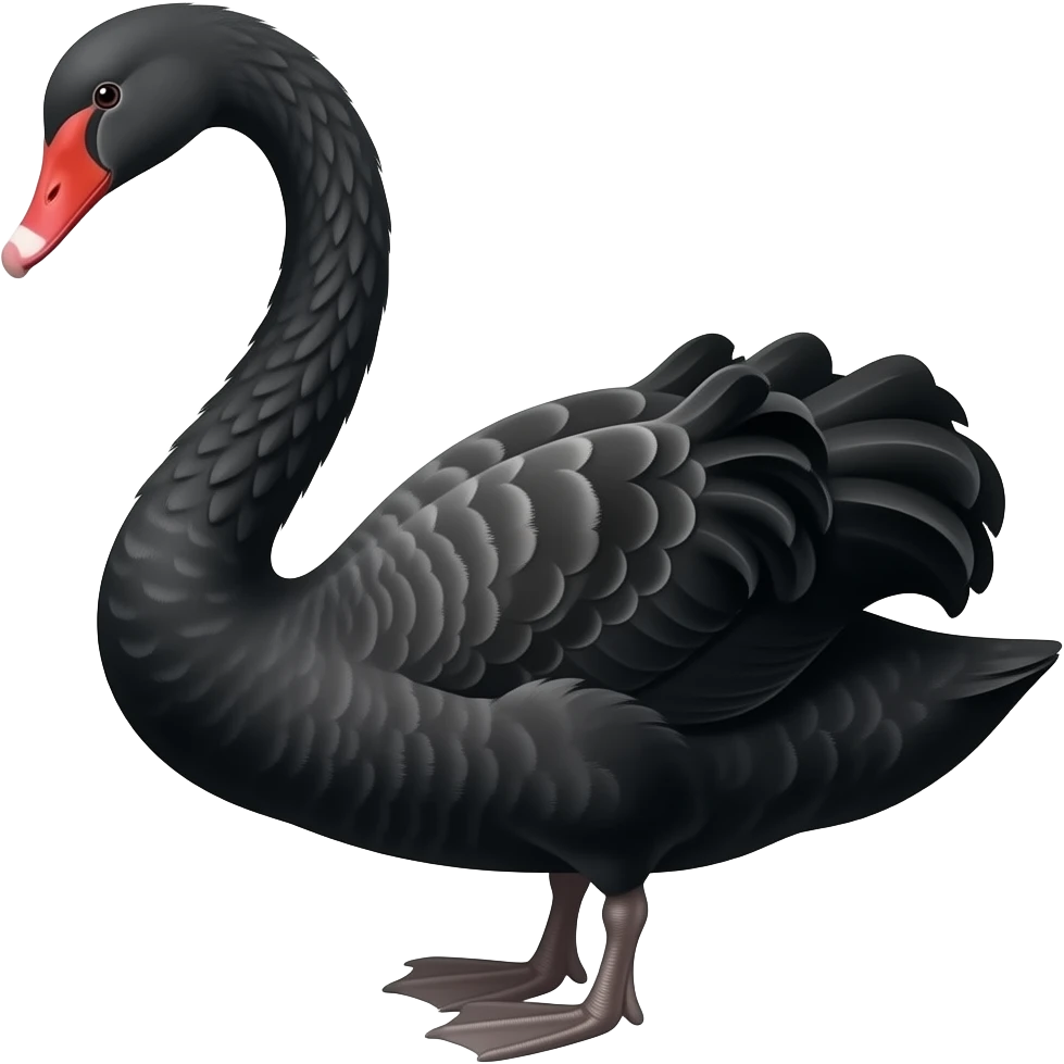Un cisne de color negro sin piernas emoji