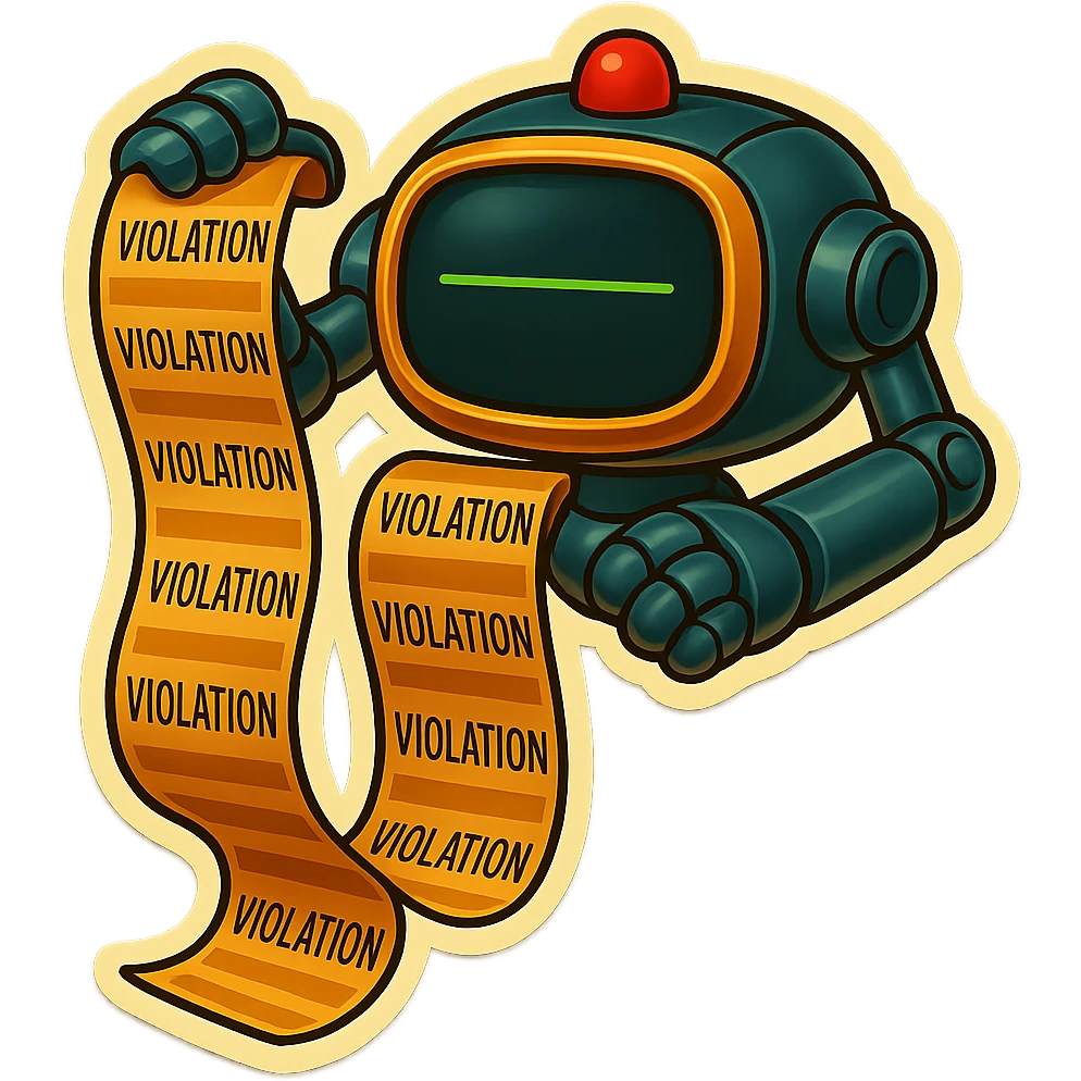 auditor robot prints out violations. no legs. the robot hovers emoji