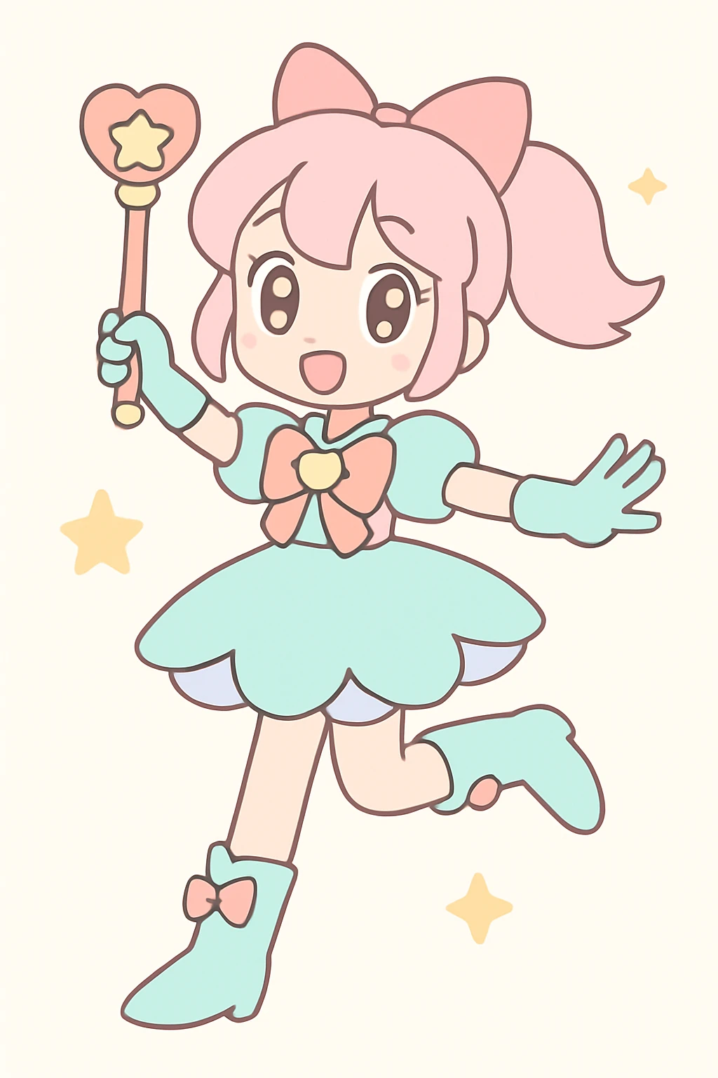 anime style magical girl, dynamic pose, pastel colors emoji