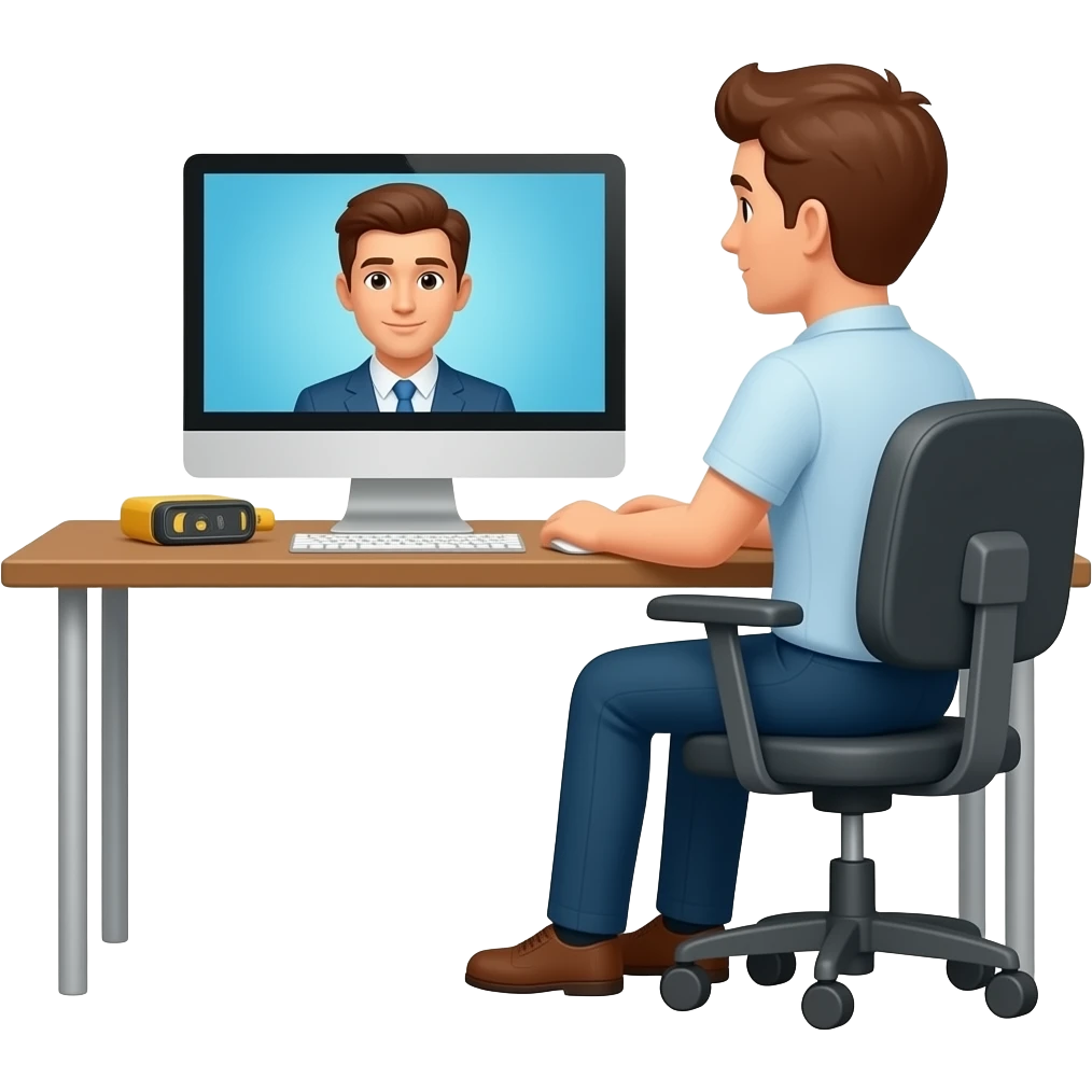 create a apple style emojis in which a person is doing something on moniter or watching a moniter or doing some work emoji