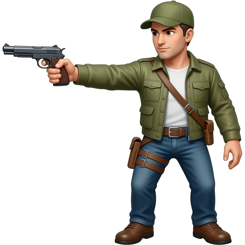 un cazador de pie con una pistola matando  pero que sea alto emoji