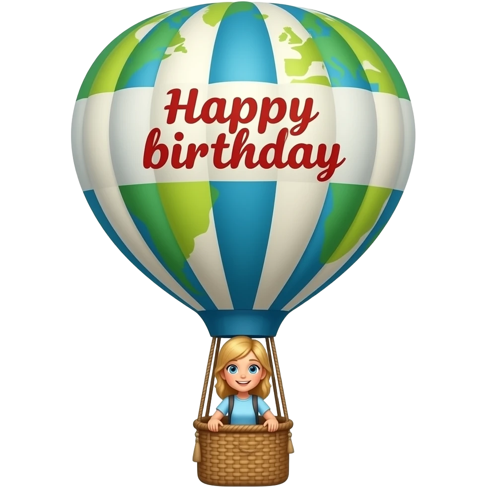 HAPPY BIRTHDAY BLOND GIRL WORLD TRAVELER ON HOT AIR BALLOON GIRL emoji