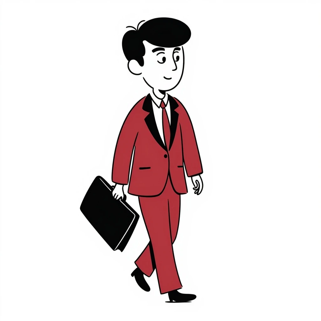 A businessman in a crimson suit with a briefcase emoji