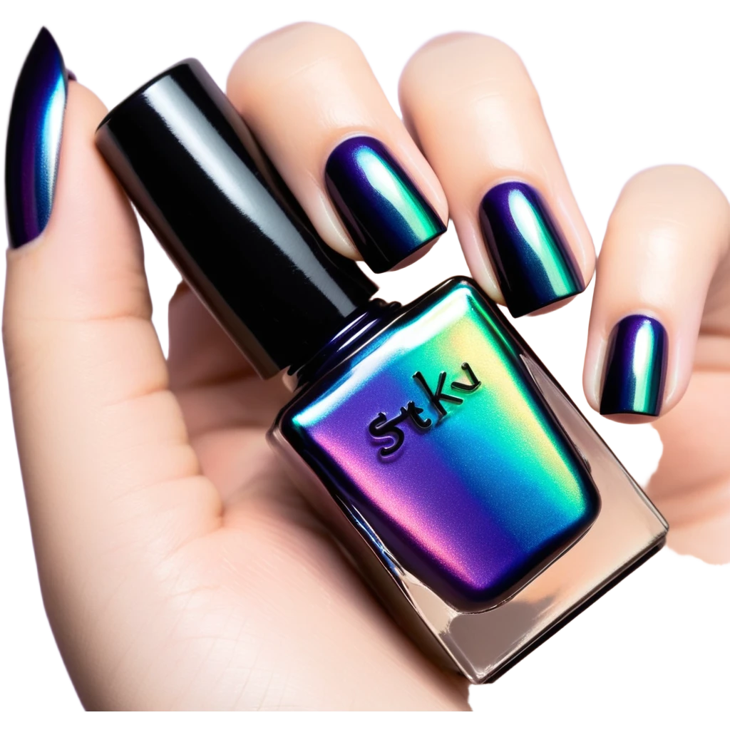 Multichrome Colorshifting Nail polish bottle, black lid emoji