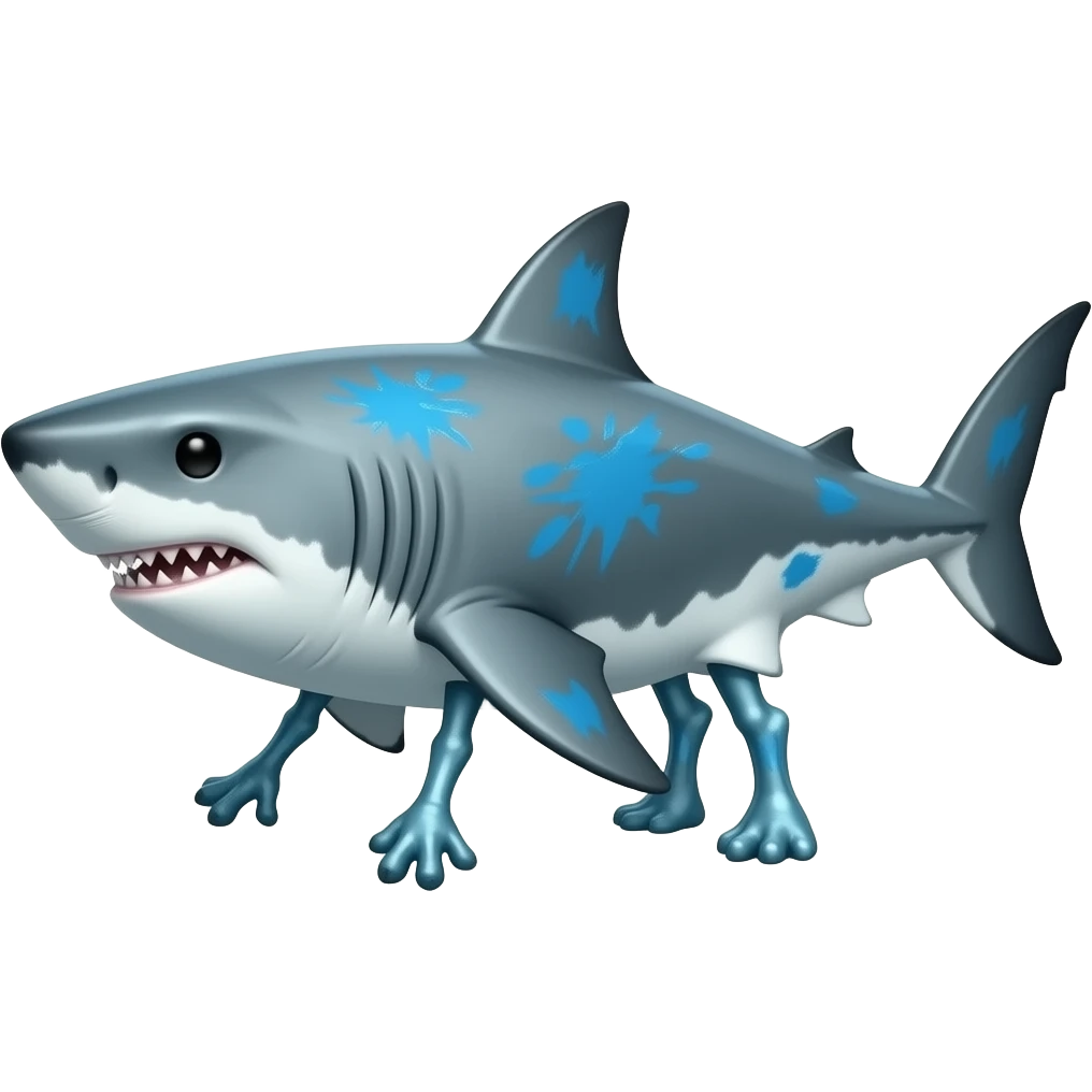 Un requin avec des jambes et desnikes bleue emoji