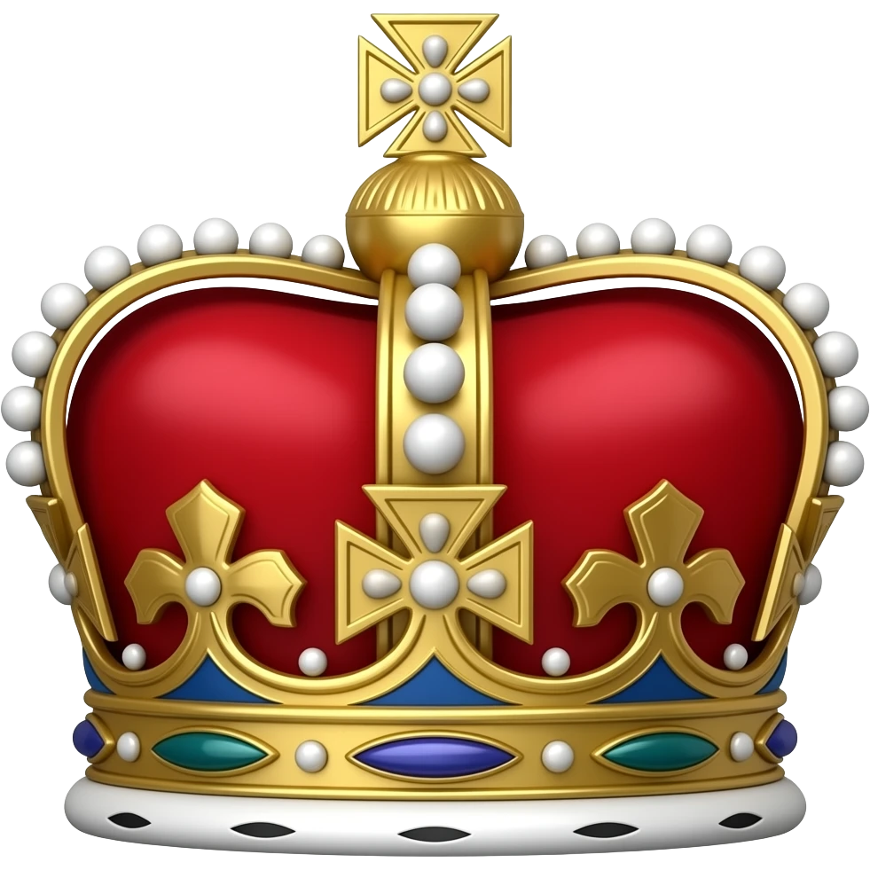 Royal crown in elegant red, blue, and white, British royal style emoji