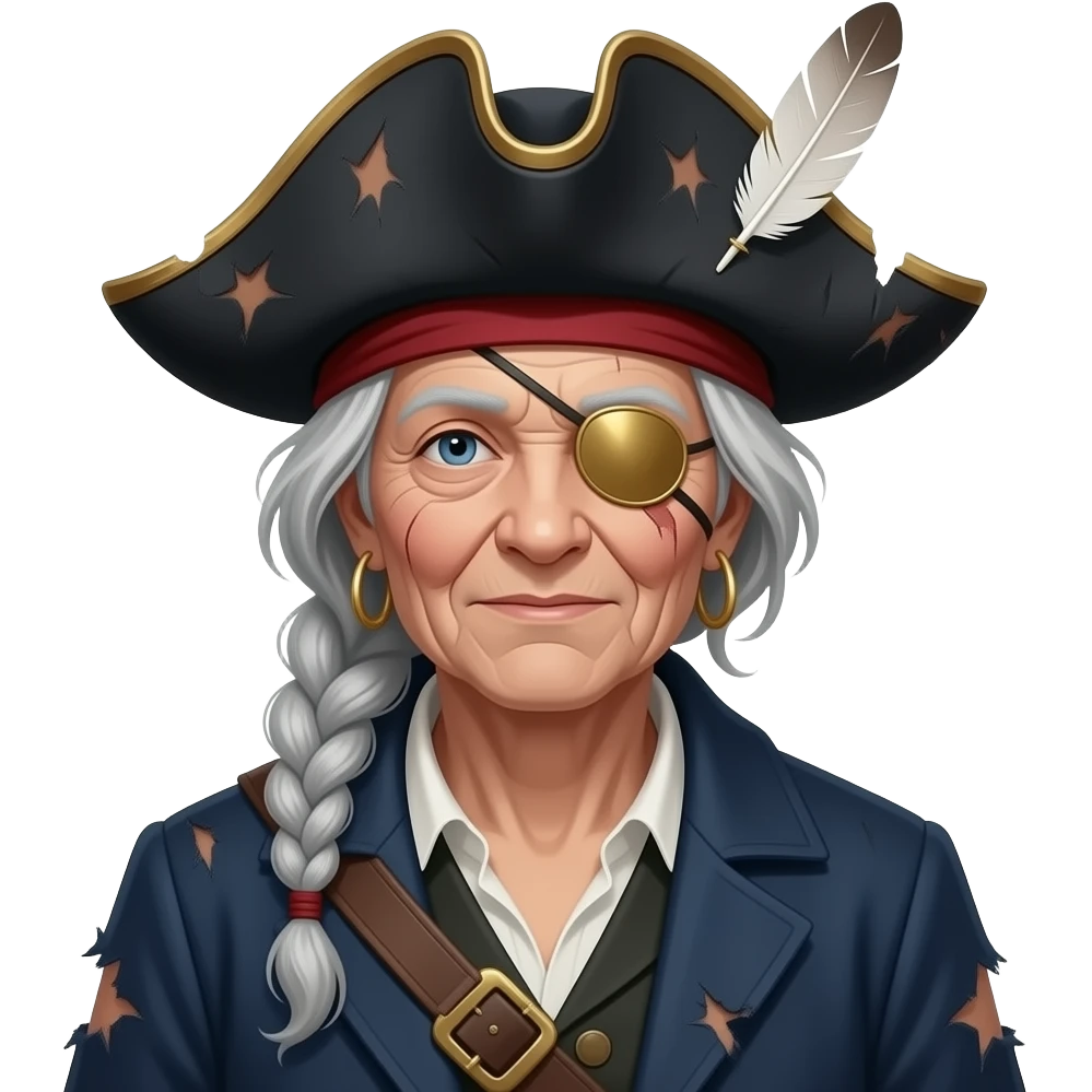 old woman wearing a pirate hat emoji