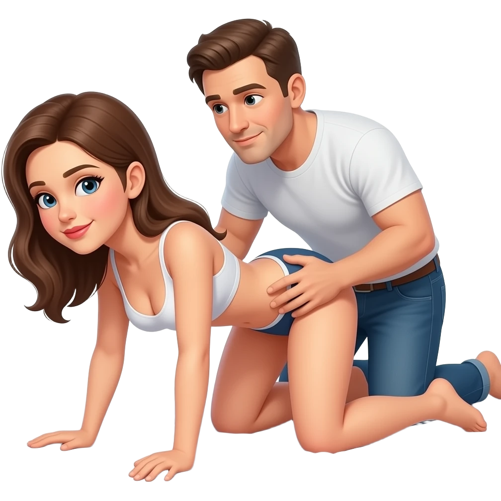 Femme à quatre pattes sur un lit qui se fait pénétrer par un homme emoji