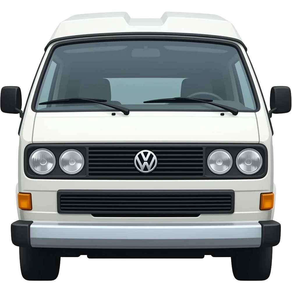 vw t3 california weiß mit ECKIGEN (!) Doppelscheinwerfern schräg vorne gesehen emoji