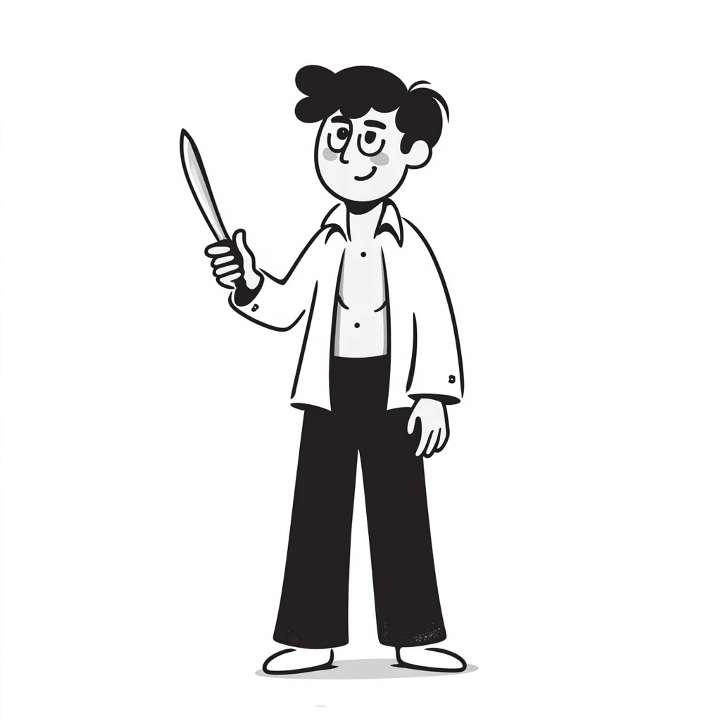 drunk man with pants down holding a knife emoji