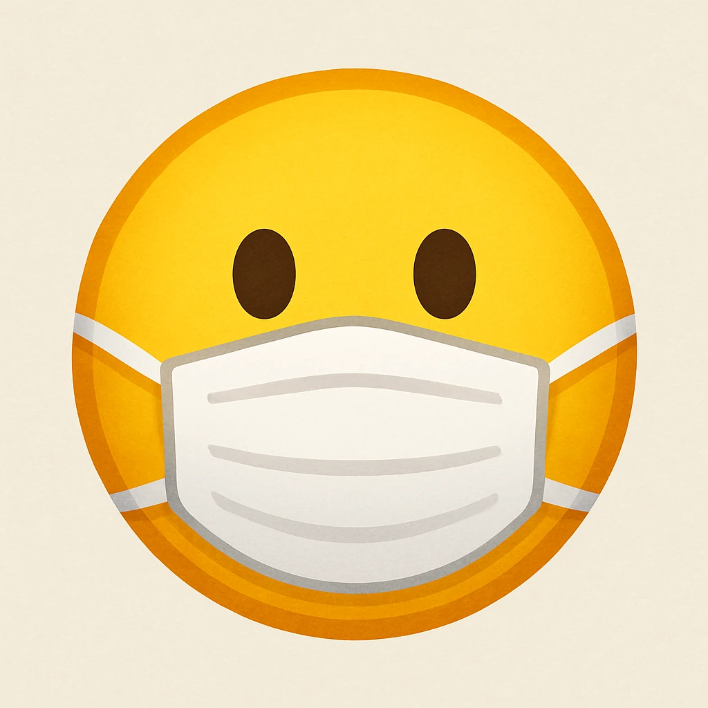 yellow face with medical mask emoji emoji
