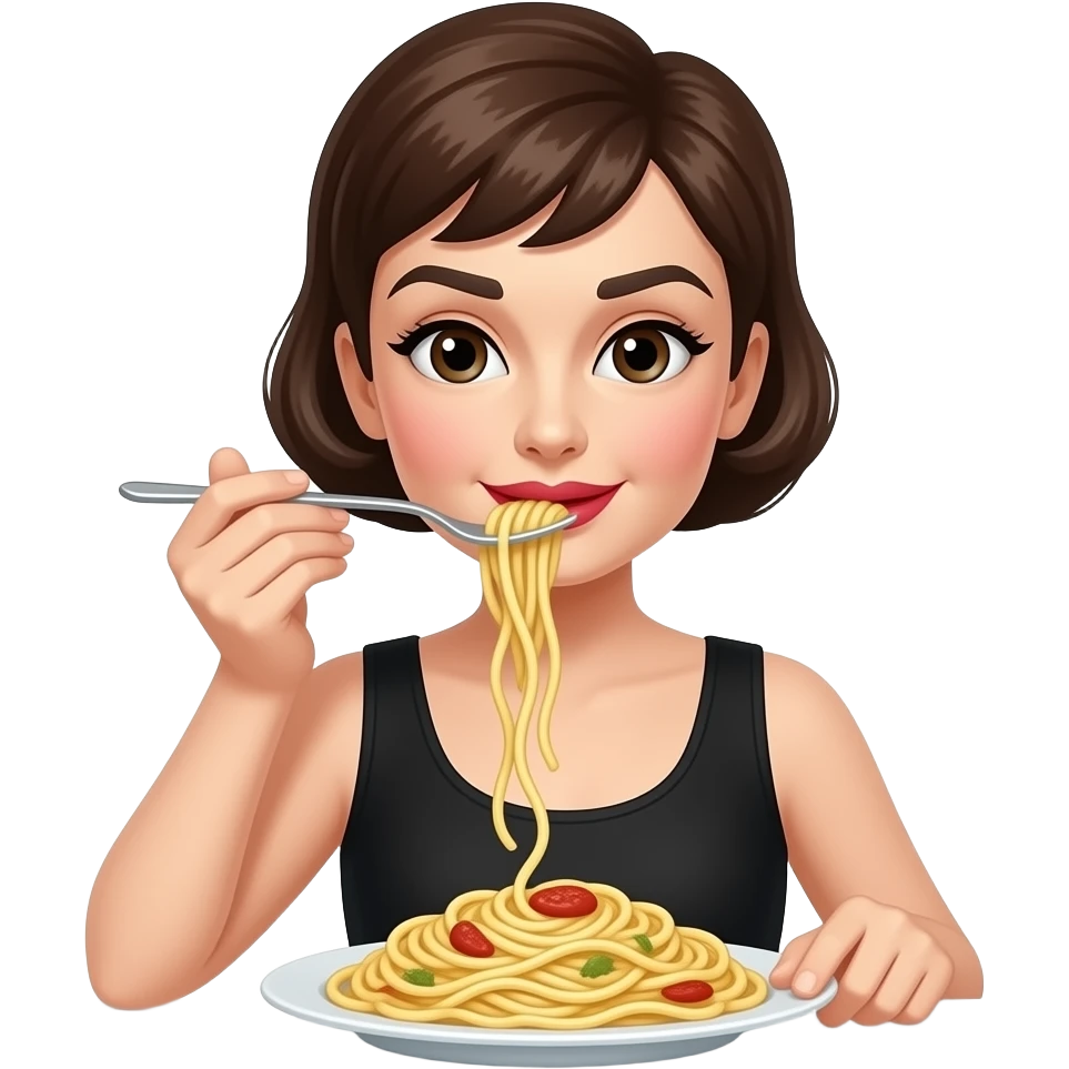 Audrey Hepburn eating spaghetti emoji