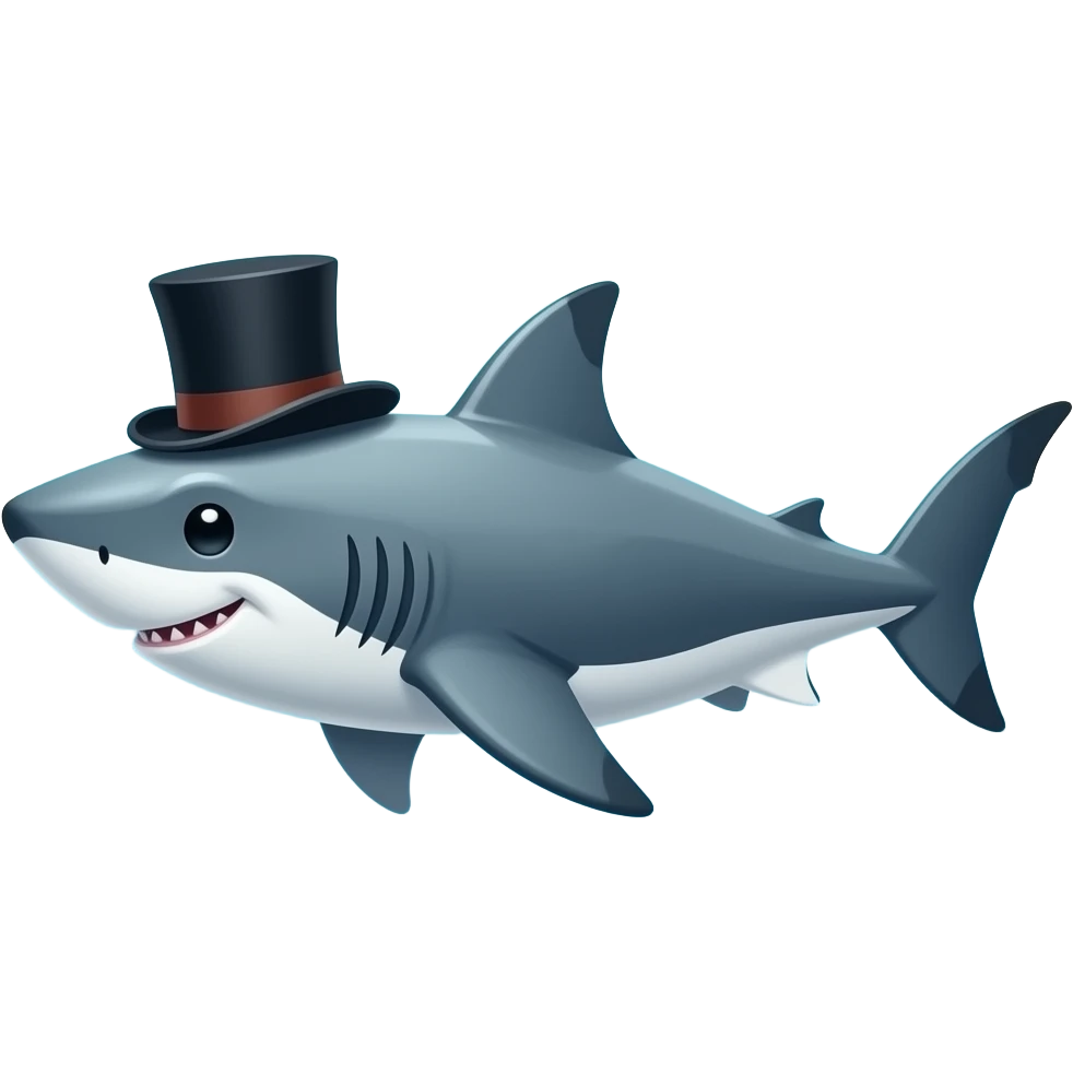 Shark with a top hat emoji