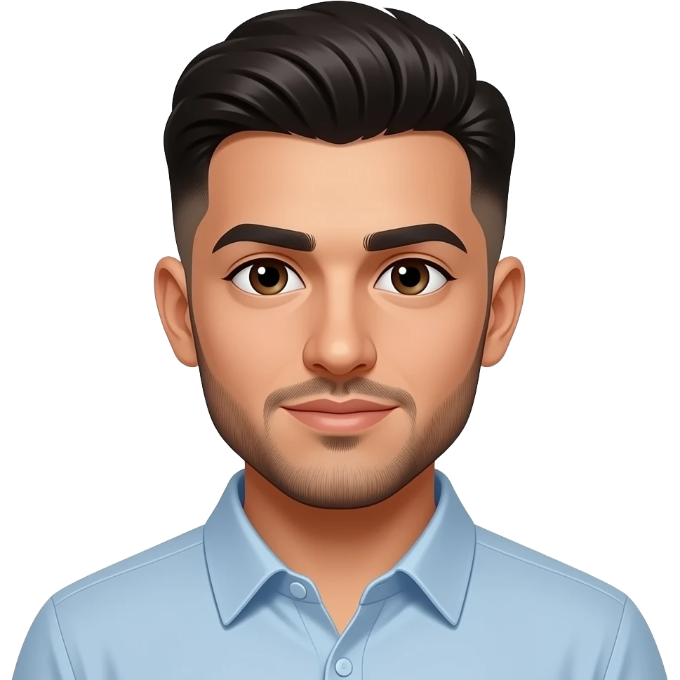 25 year old middle eastern man fade hair cut without Beard and mustache emoji