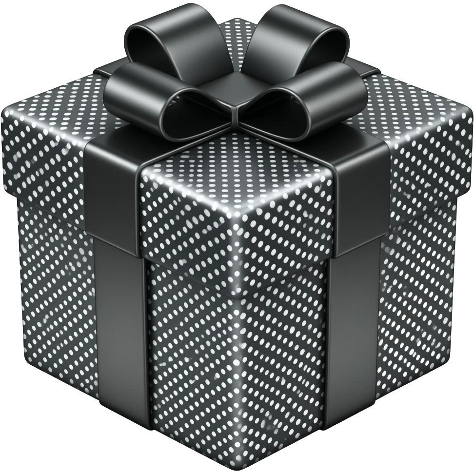 black shiny sparkkle gift emoji