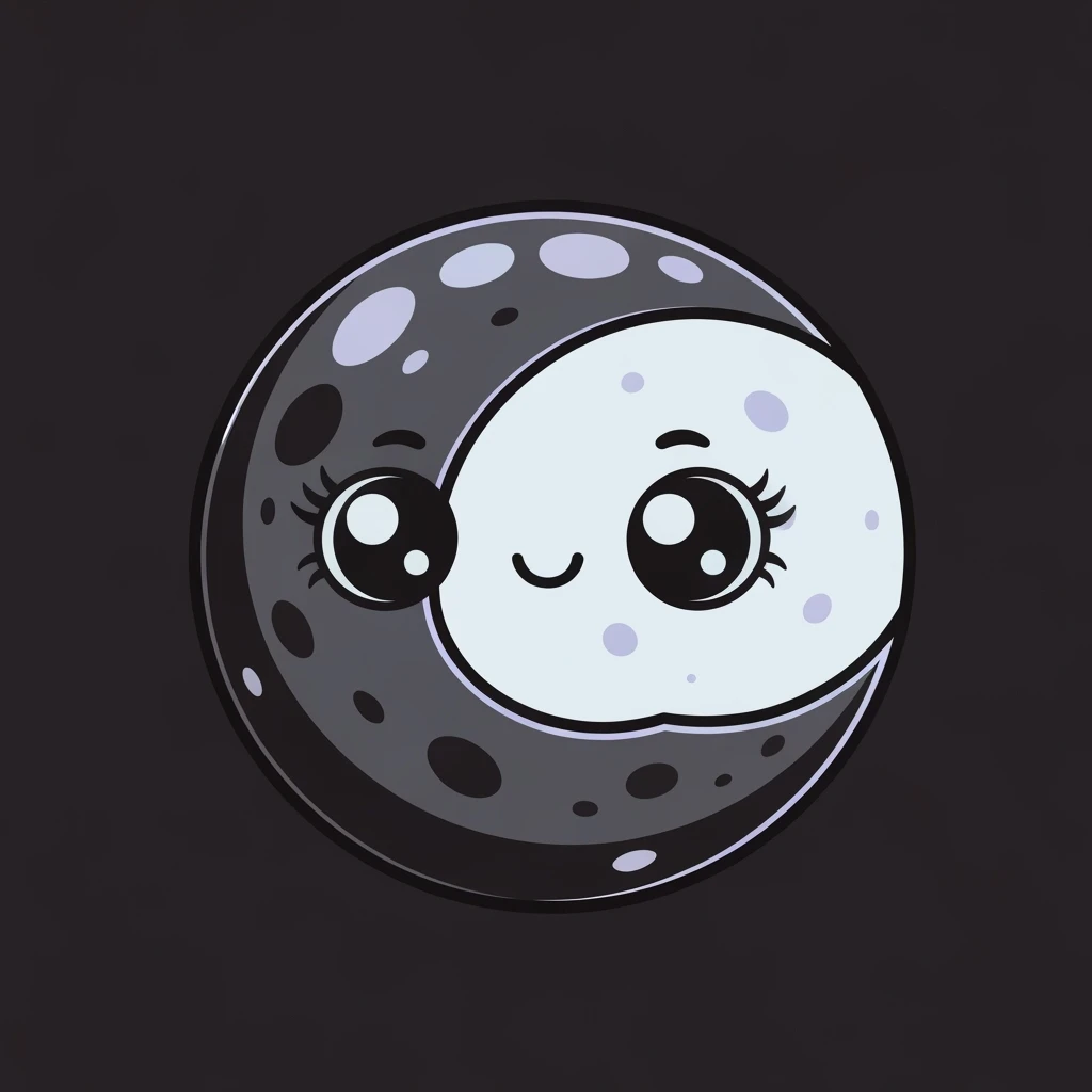 goth moon crescent, cute, expressive, minimal emoji