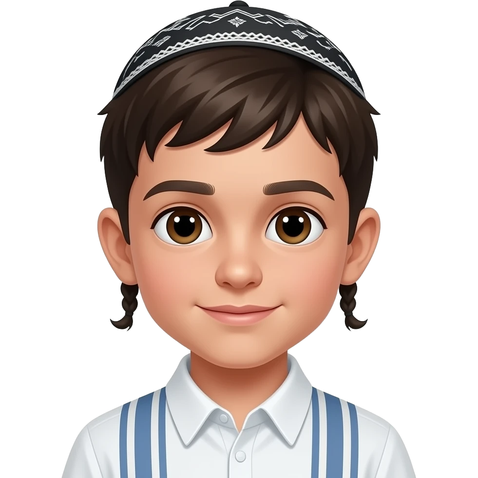 Payot style hair Jewish boy with yamaka emoji