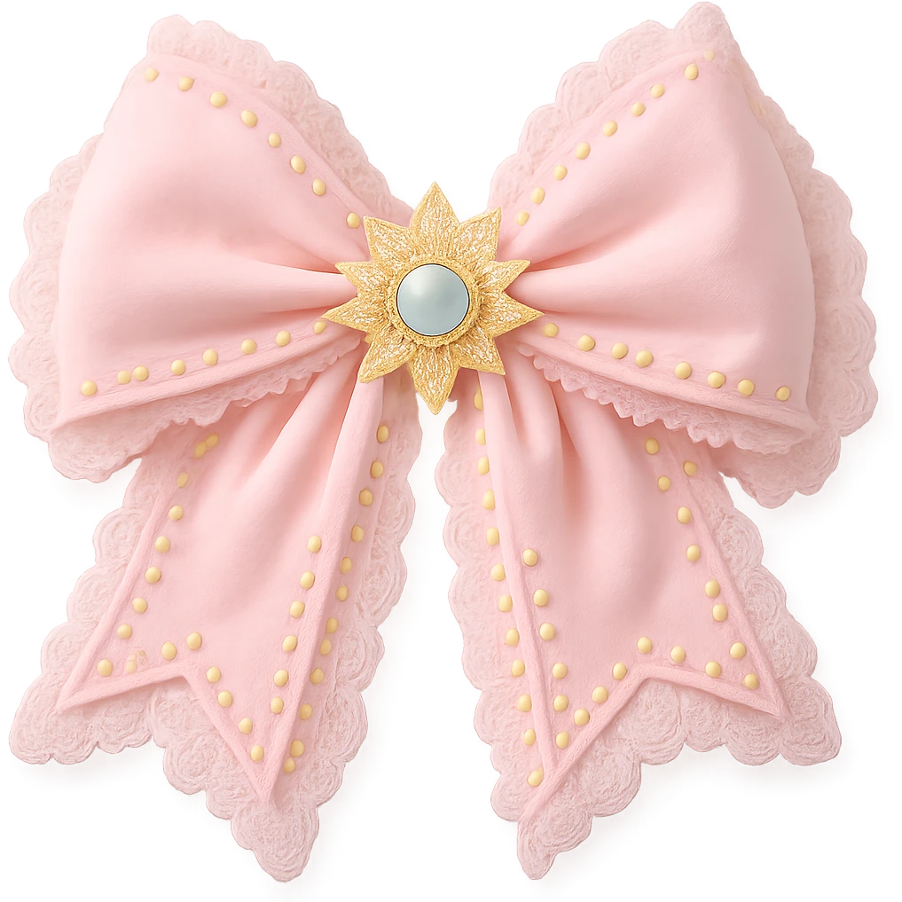 Make the gothic bow and accessories pastel colored, keep lace and velvet details, photorealistic style, keep background transparent. emoji