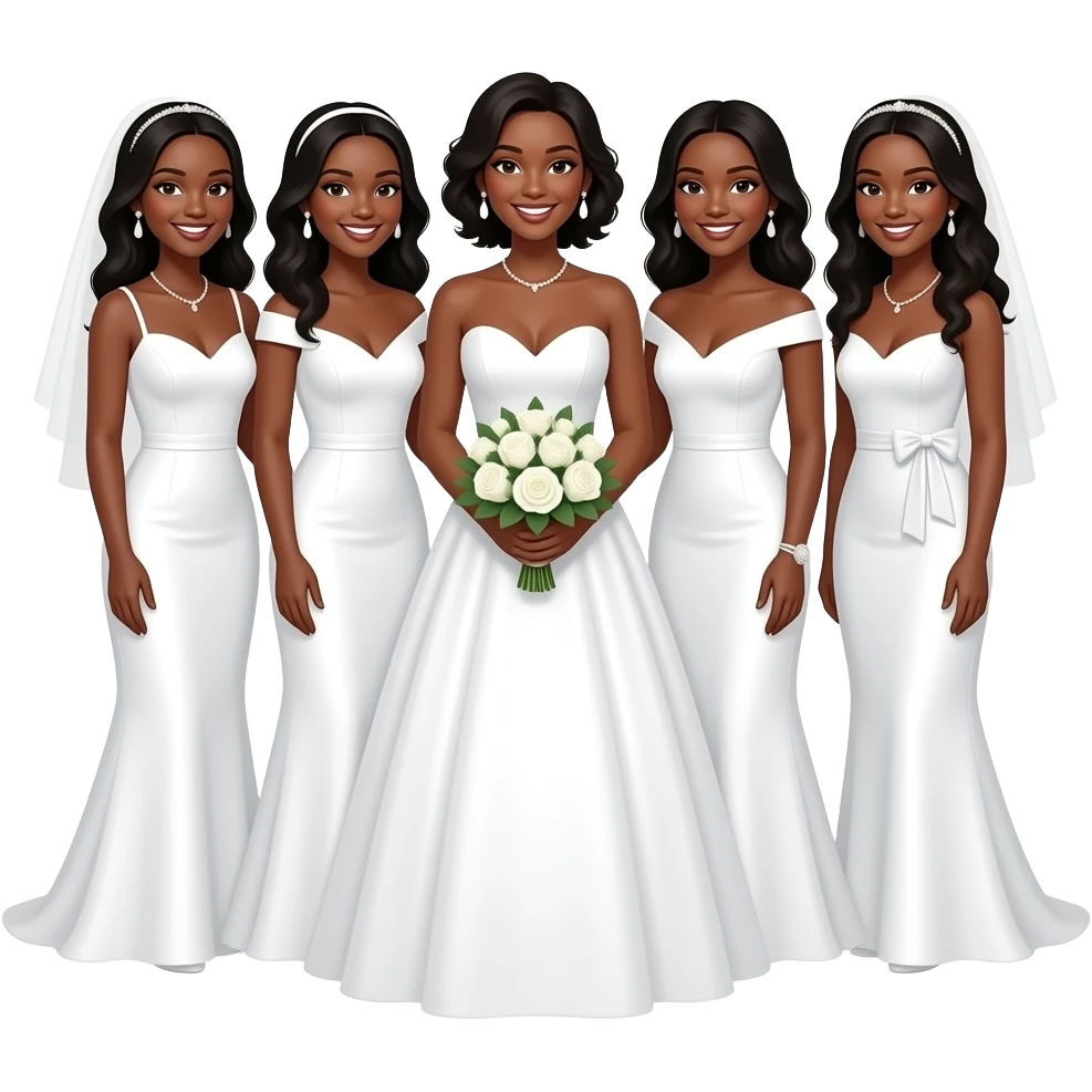 black woman bridesmaids group emoji
