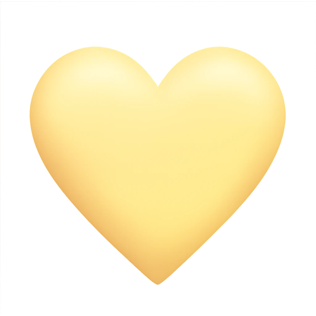 heart with a soft butter yellow gradient, digital illustration emoji