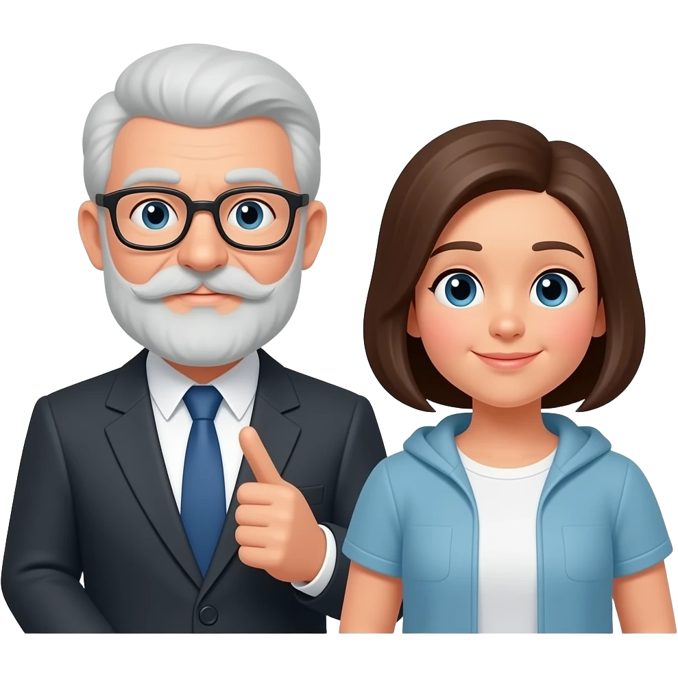 generame un icono donde una profesor esta enseñando o asesorando a su estudiante emoji