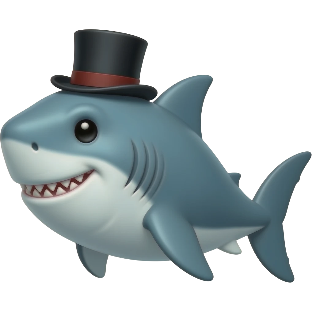 Shark with a top hat emoji
