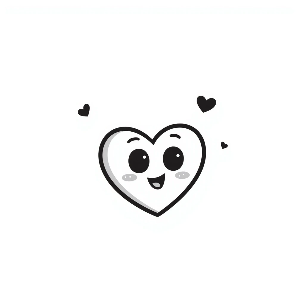 heart with a cute face, symbolizing being in love, hand drawn doodle style emoji