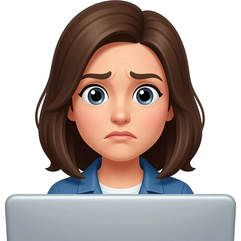 woman forgetting on computer emoji