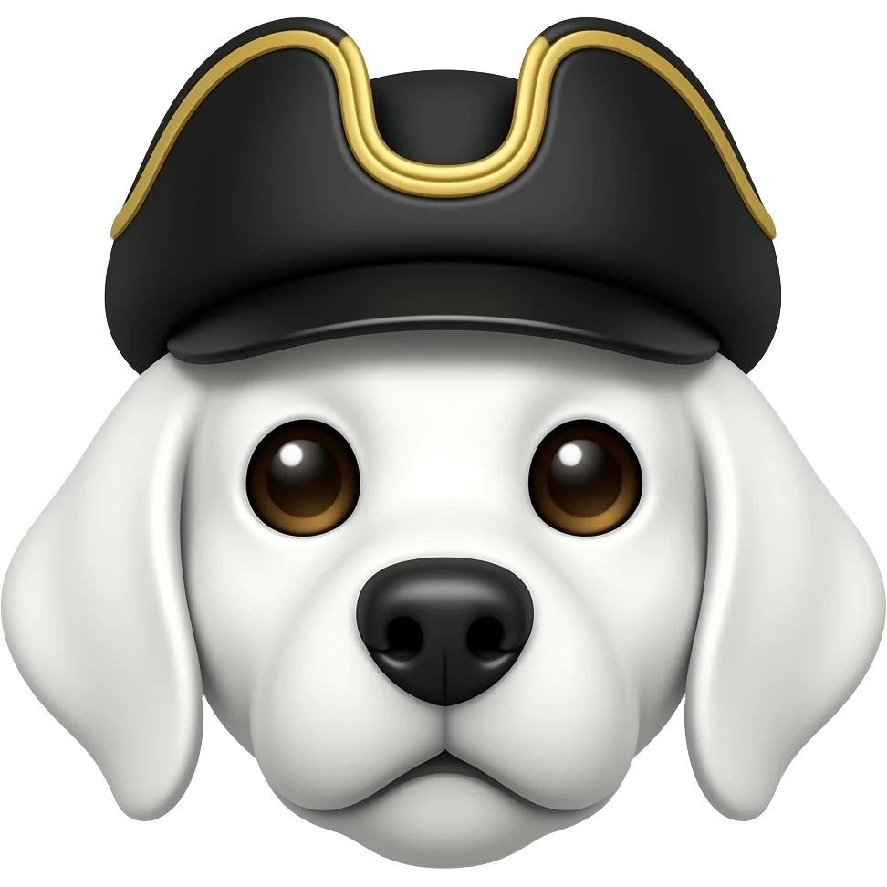white dog wearing gondolier hat, closeup emoji