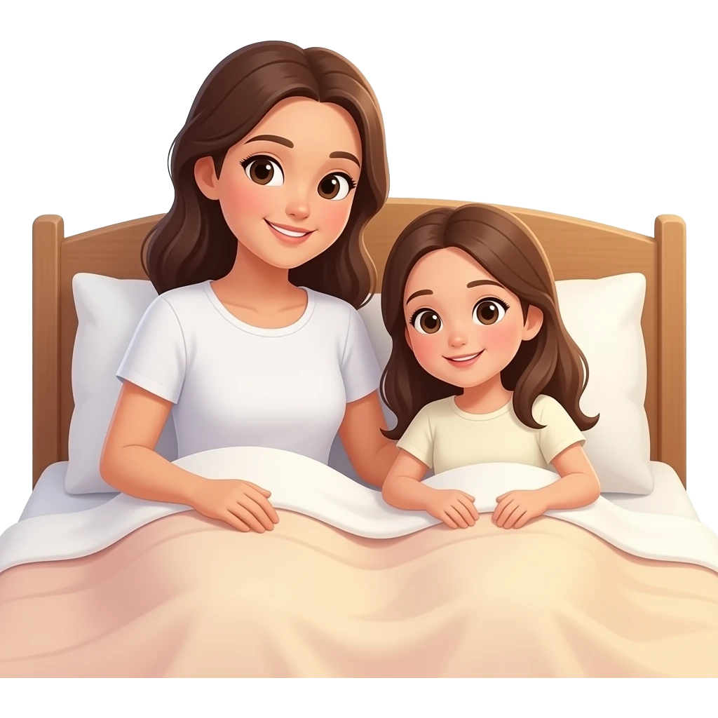 mom and daughter in same bed emoji
