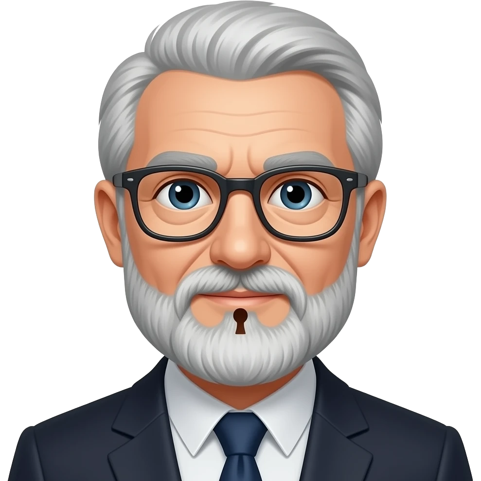 profesor con barba tipo candado con gafas mas o menos 50 años emoji