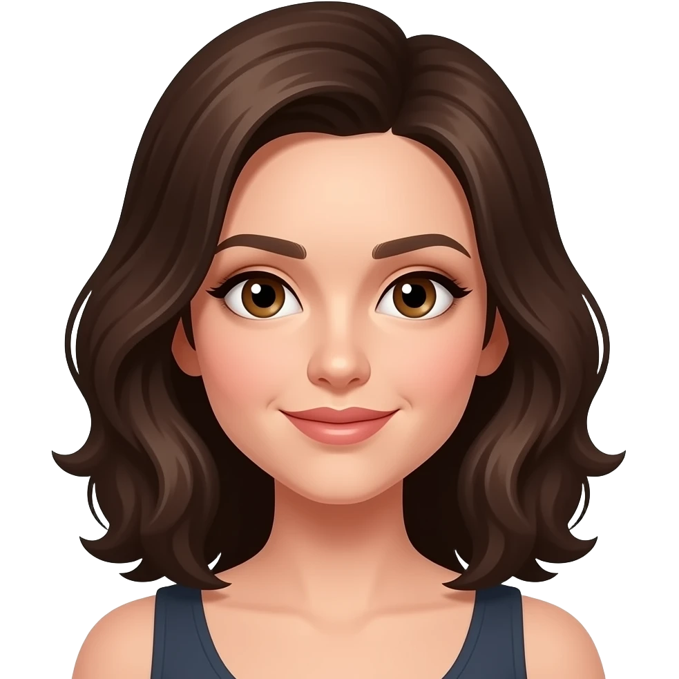 brunette and brown eyed white woman with blowout hairstyle emoji