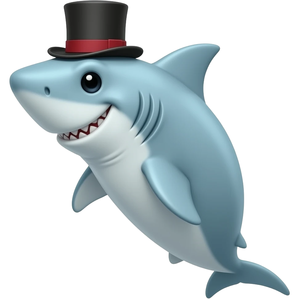 Shark with a top hat emoji
