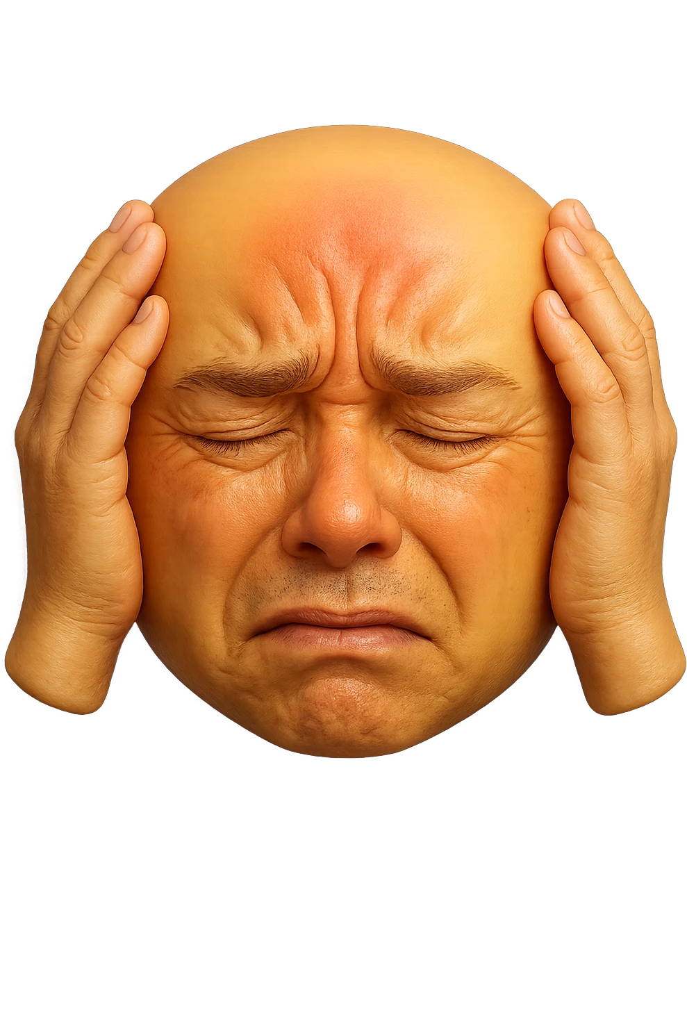 emoji stile iphone di faccina con mal di testa, iperrealistico 4k emoji