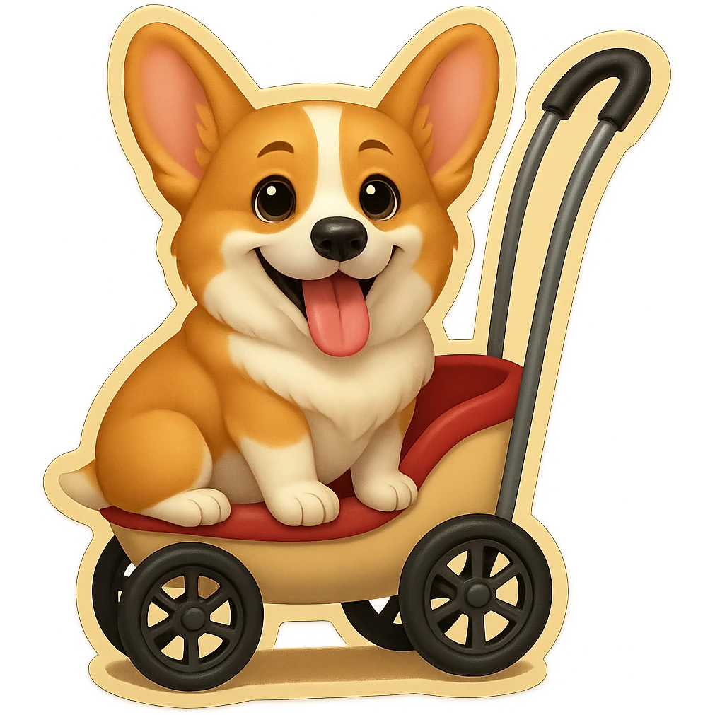 Change the corgi's face to match the reference image, keeping the slim, extra-cute, realistic emoji style, with no background. emoji