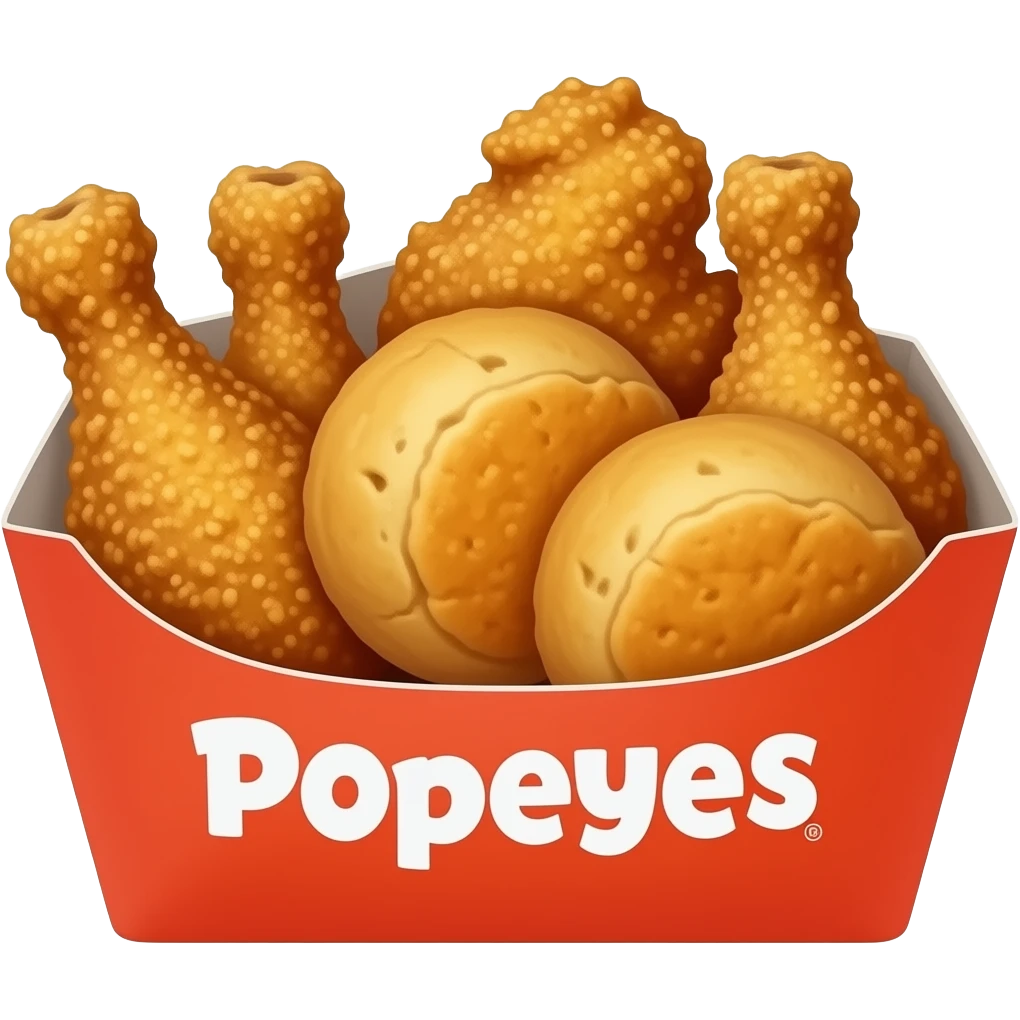 Fried chicken thighs with  biscuits in a  Popeyes container emoji