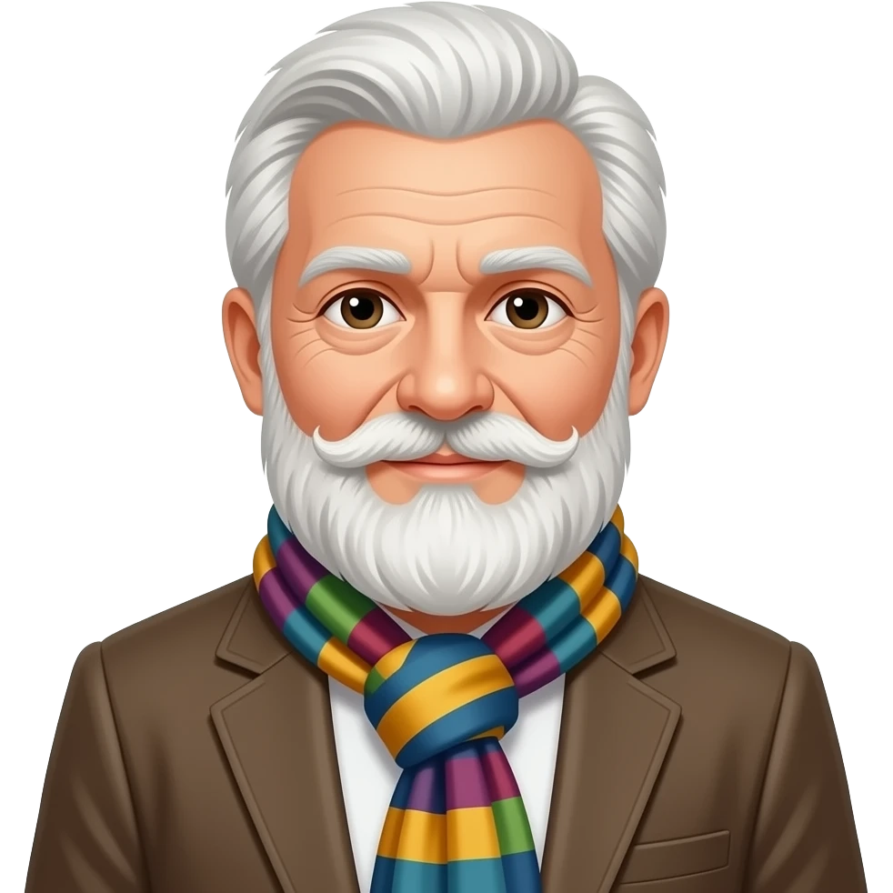change old man with beared and wear neck scarf but please change dont same clothes ande scarf color emoji