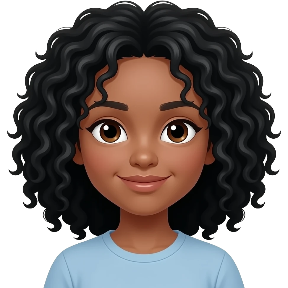 Fille au cheuveux bouclé noir emoji