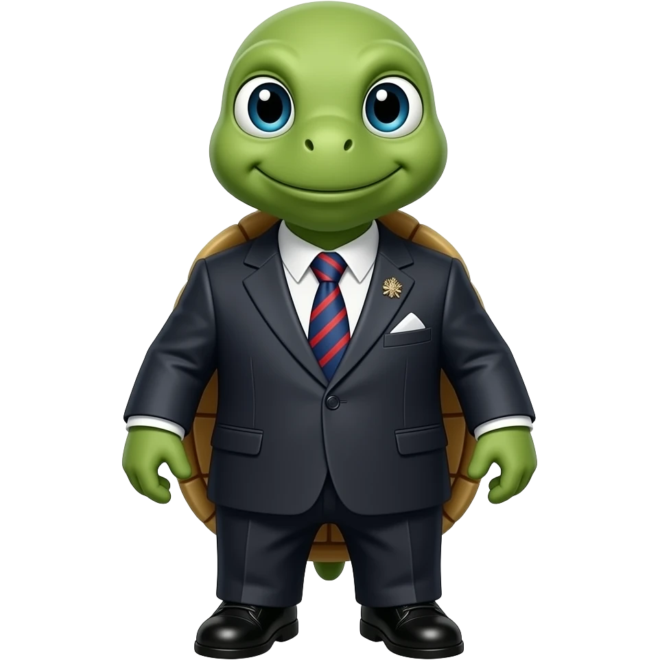 Tortuga con traje veis de dictador emoji