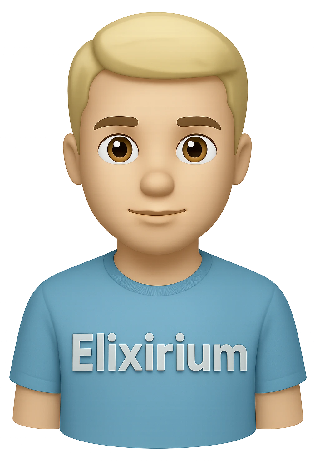 Add the word 'Elixirium' as a 3D text on the ant's t-shirt, maintaining the original 3D Apple emoji style exactly, without changing anything else in the image. emoji