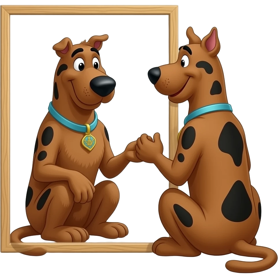 Shaggy from Scooby Doo, sitting down, from behind, handing over Scooby Snax emoji