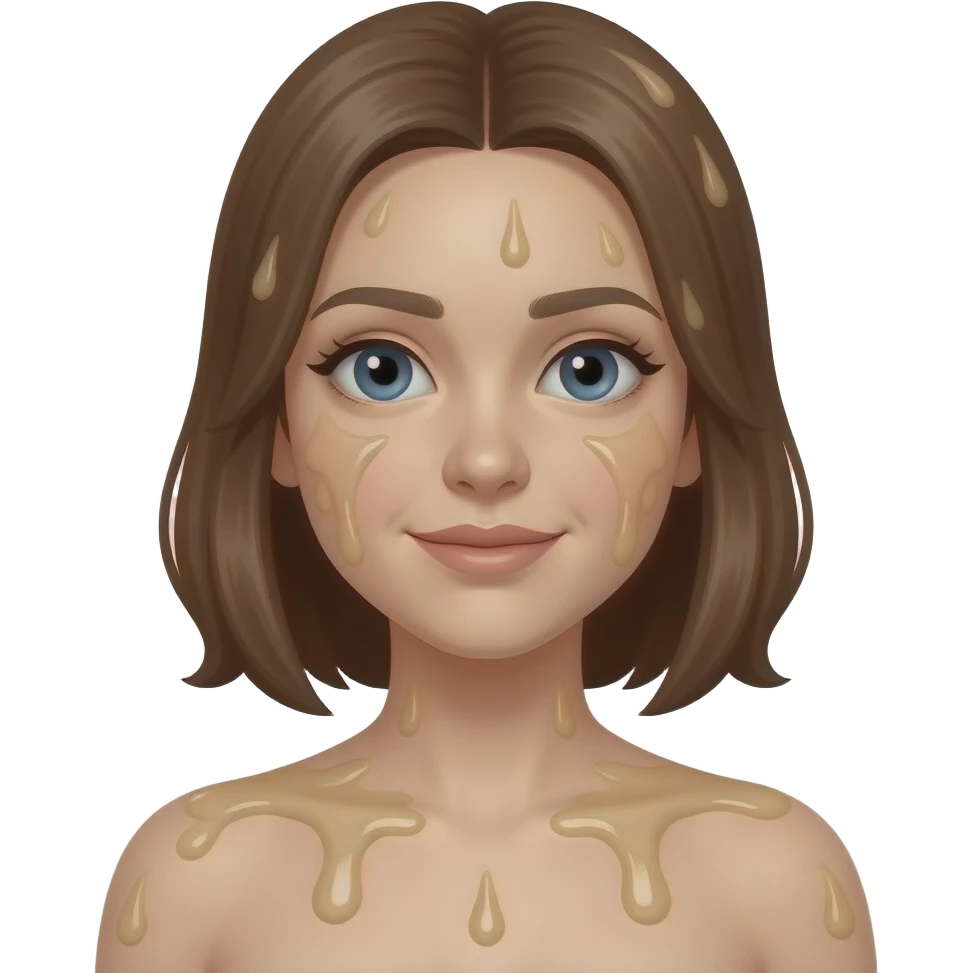 naked girl covered in cum emoji