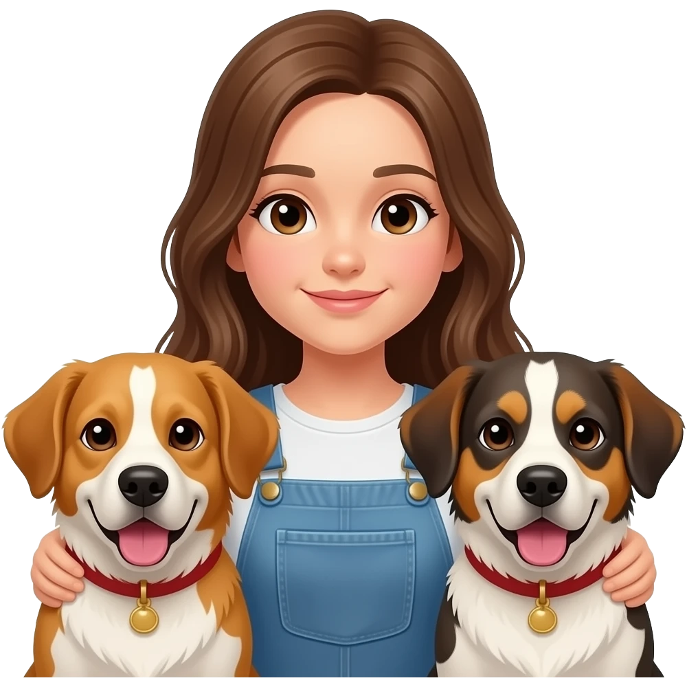 Girl and two dogs emoji