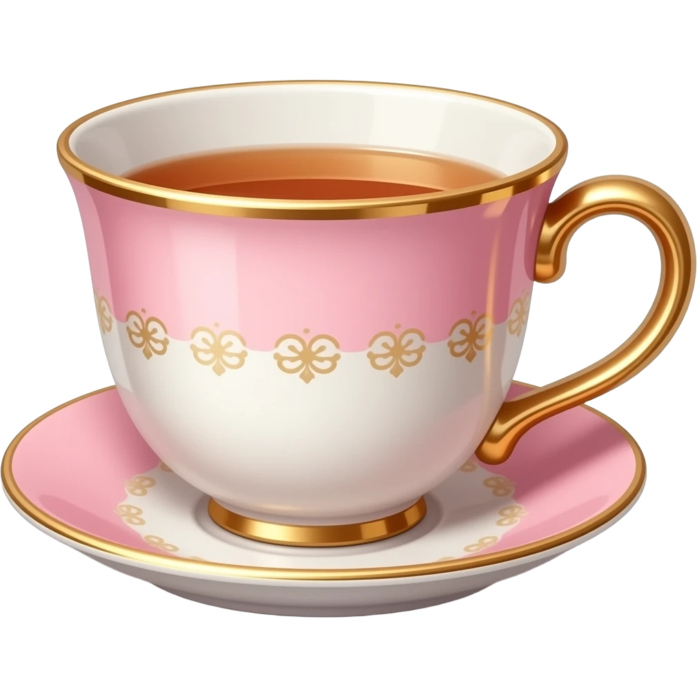 Reddish-pinkish and gold and white Warm-colored romantic fine china tea cup emoji