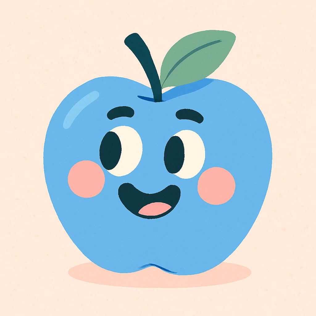 Une pomme bleu emoji