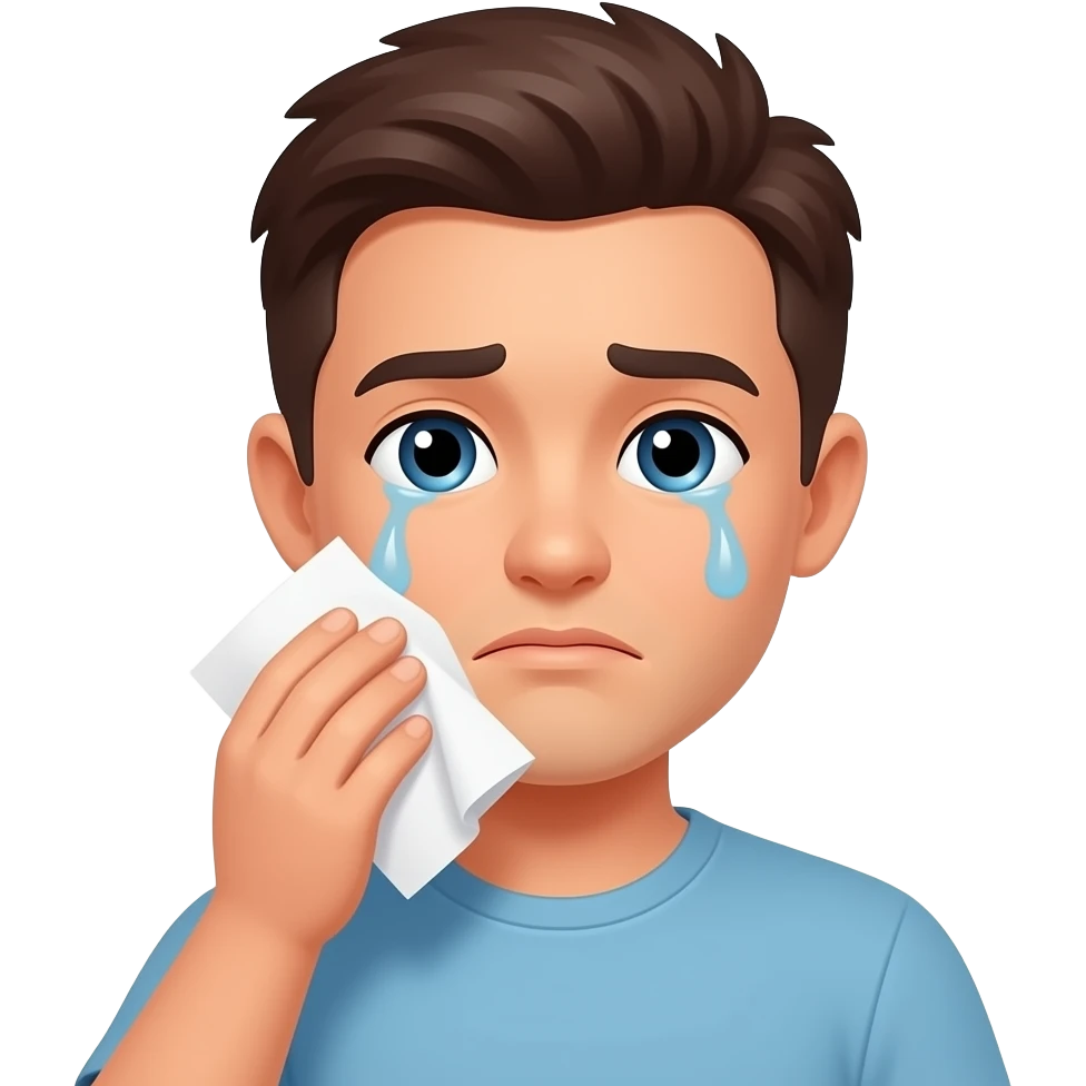 Wiping tears with tissue emoji