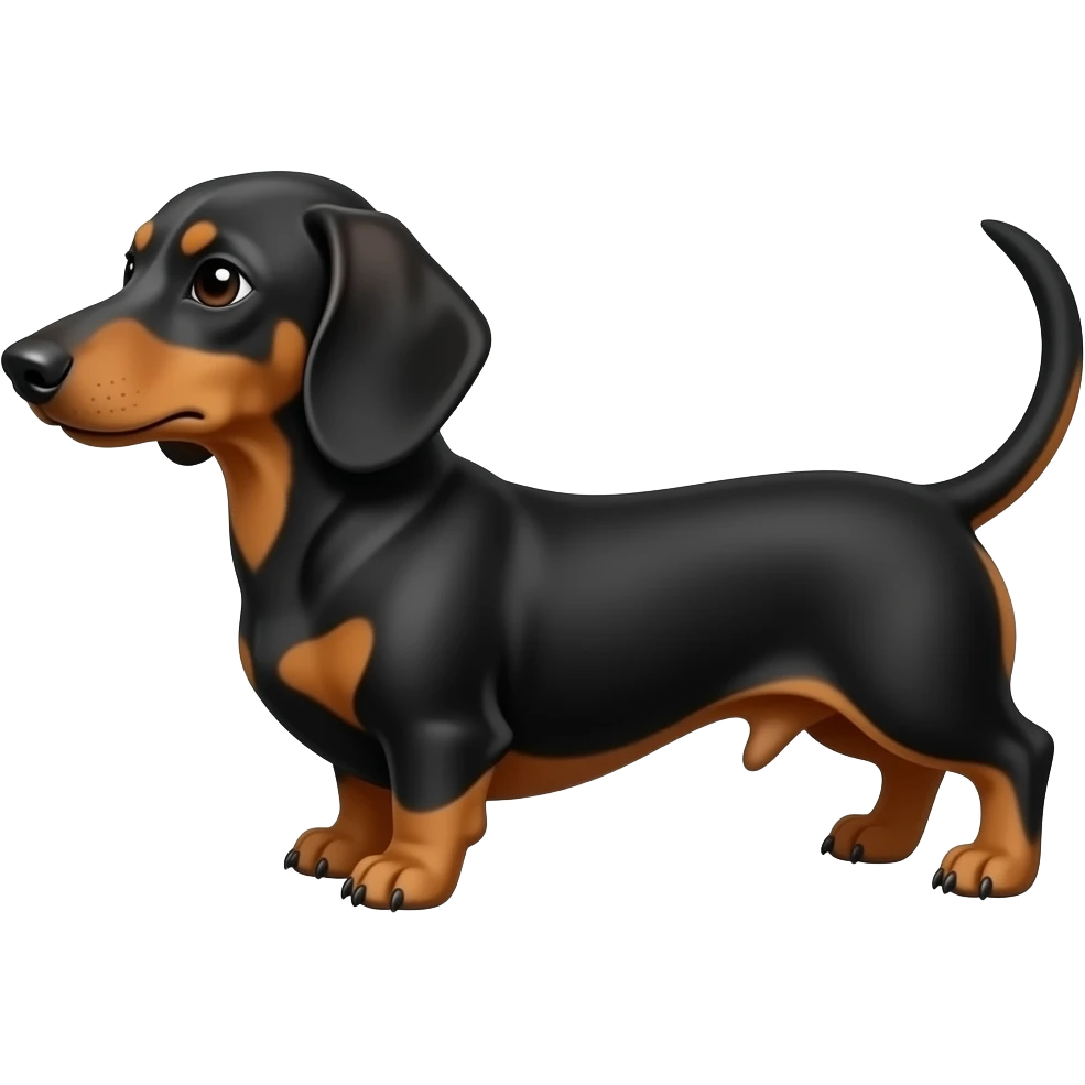 Fais moi un emoji teckel avec un corps long et une queue remuante emoji